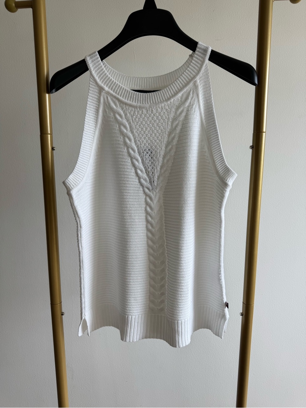 Tommy Hilfiger White Cable-Knit Sleeveless Tank